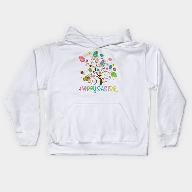 Happy Easter Tree Egg Spring Season Time Kids Hoodie by Pharaoh Shop